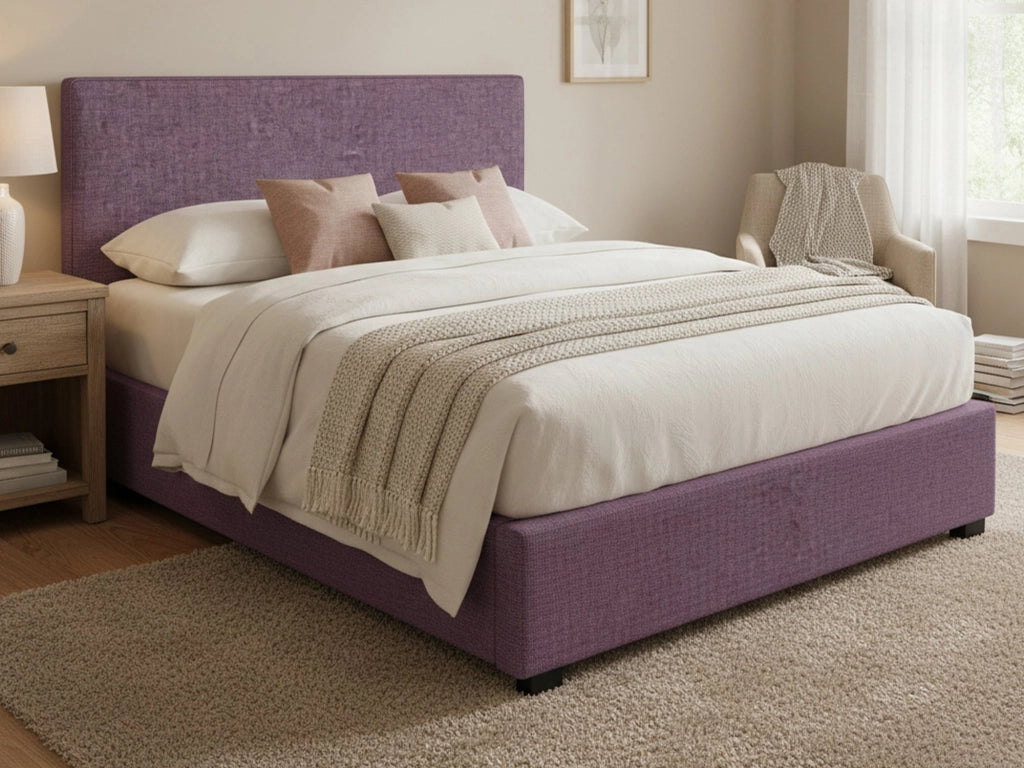 Basildon, Letto Matrimoniale Sfoderabile Made in Italy, Viola Lilla