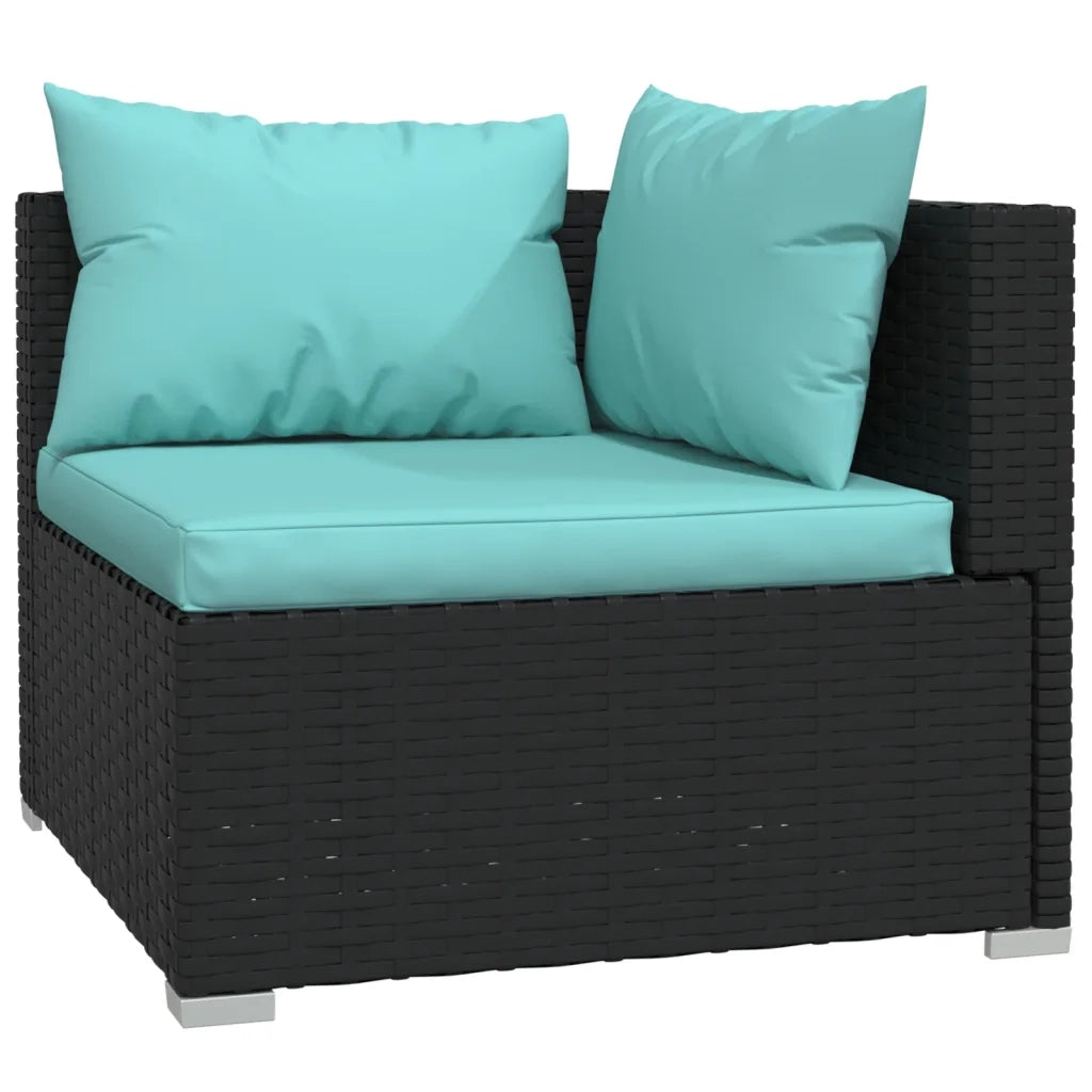 Set Mobili da Giardino con Cuscini 8 pz in Polyrattan Nero 3101505