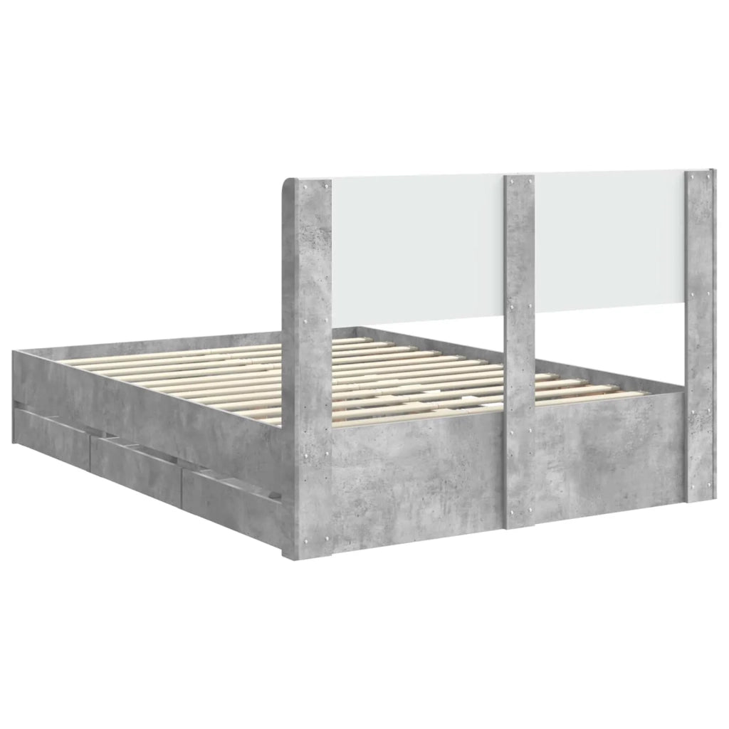 Struttura del letto con stoccaggio e testata Grigio Cemento 3414302