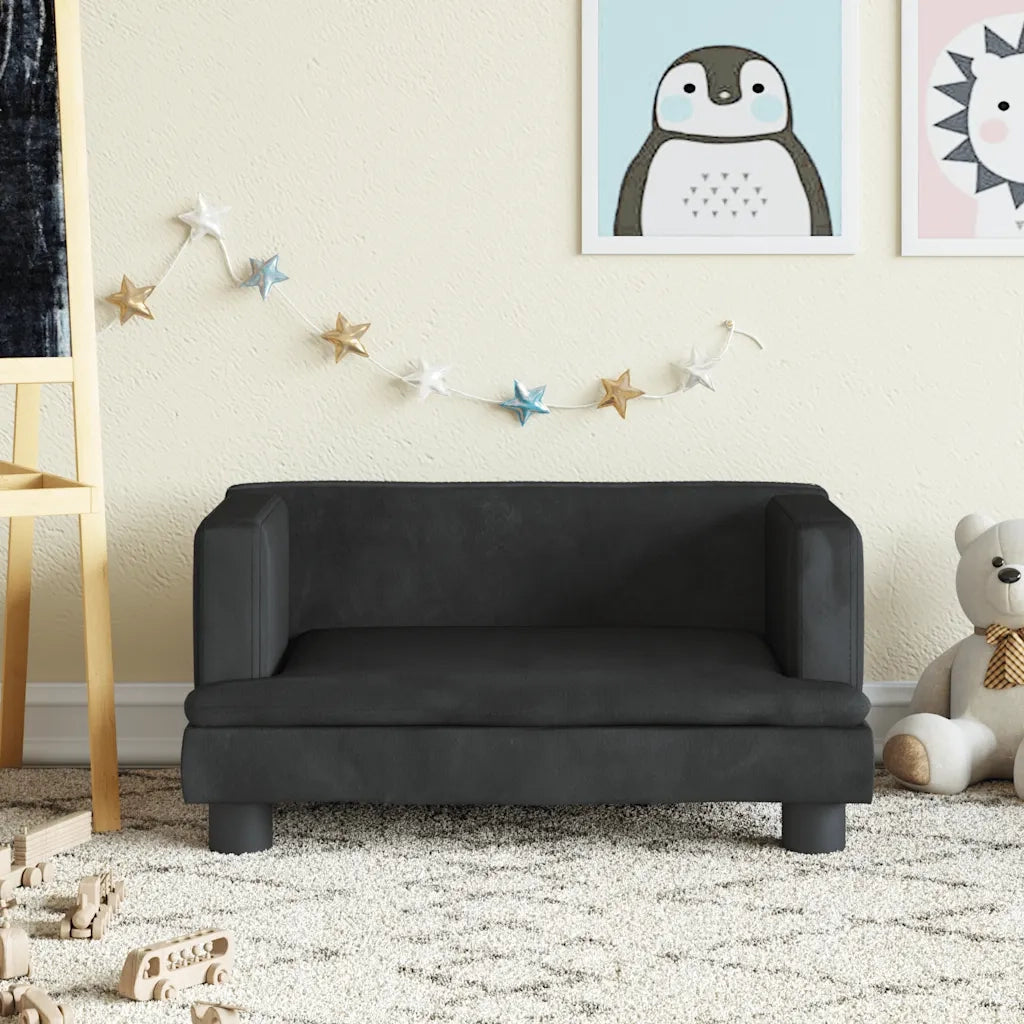 Divano per Bambini-Sofa-Divanetto Nero 60x40x30 cm in Velluto