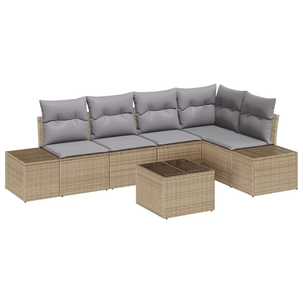 Set Divano da Giardino 6 pcs Beige polyrattan 3347070