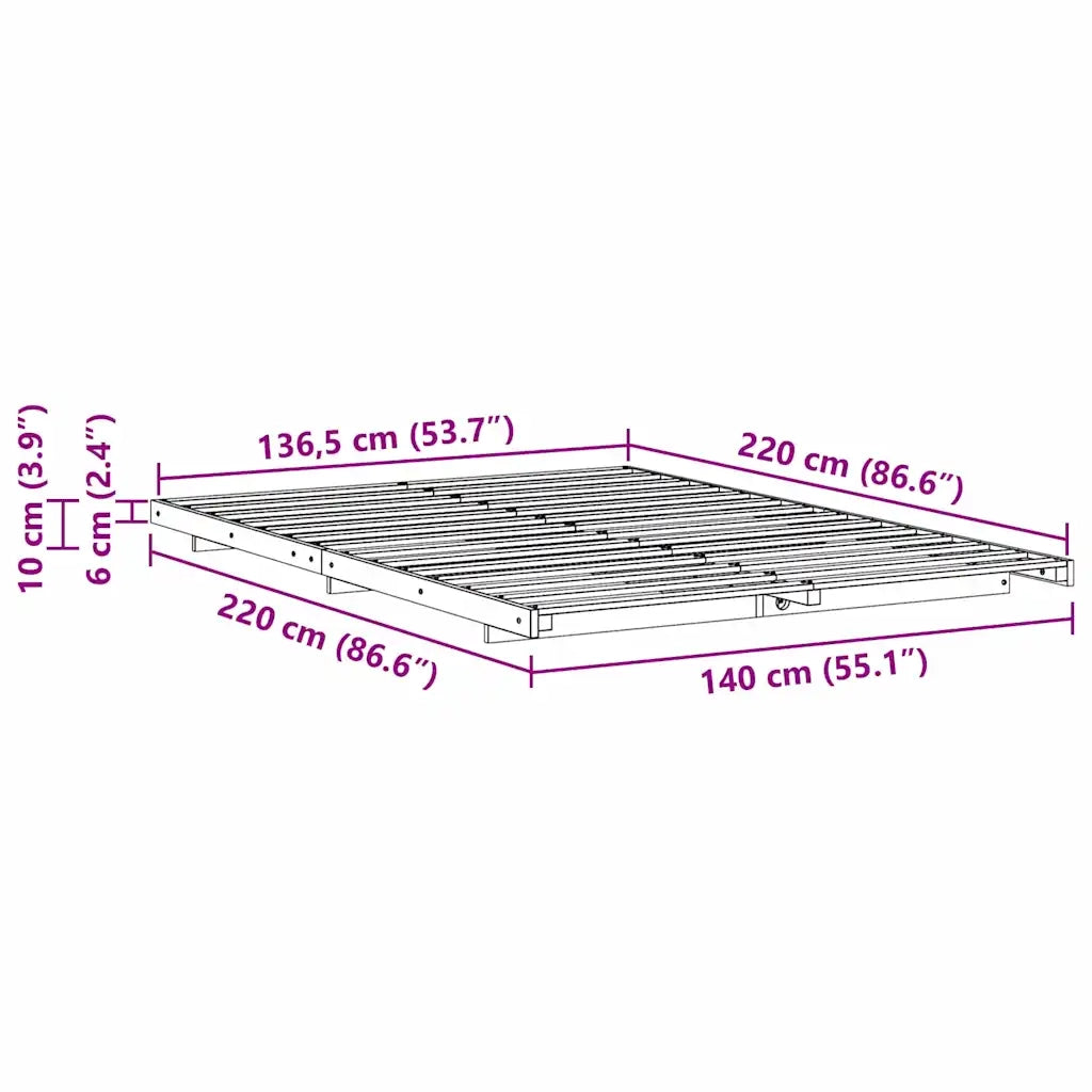 Struttura del letto Marrone 140 x 220 cm Pino massello 873130