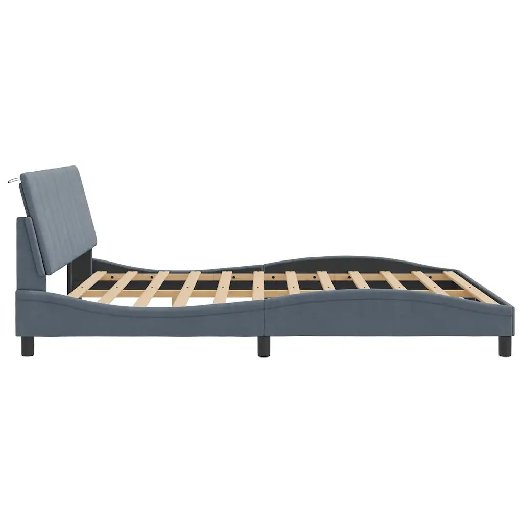 Letto matrimoniale | Letto per adulti | Giroletto senza Materasso Hanko Grigio Scuro 180x200 cm Velluto