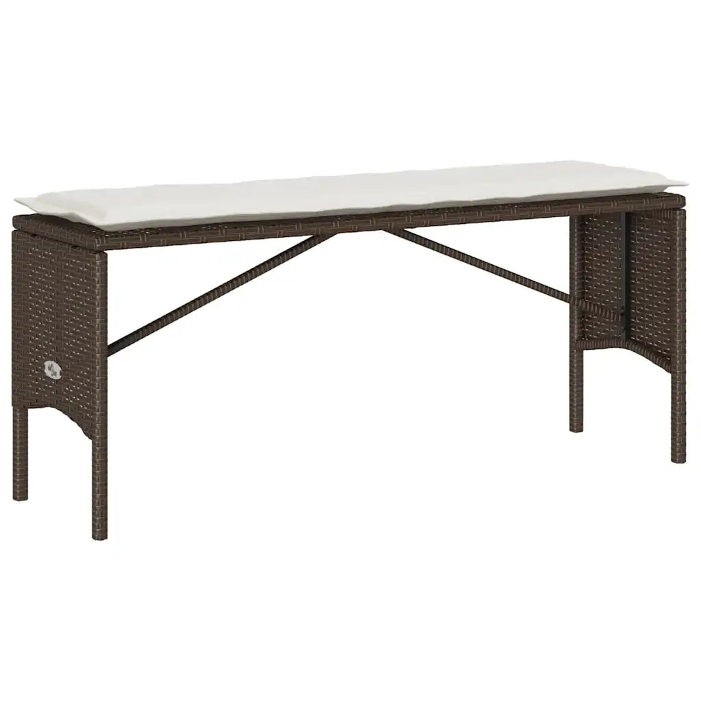 Set da Pranzo da Giardino 3pz con Cuscini in Polyrattan Marrone 4104182