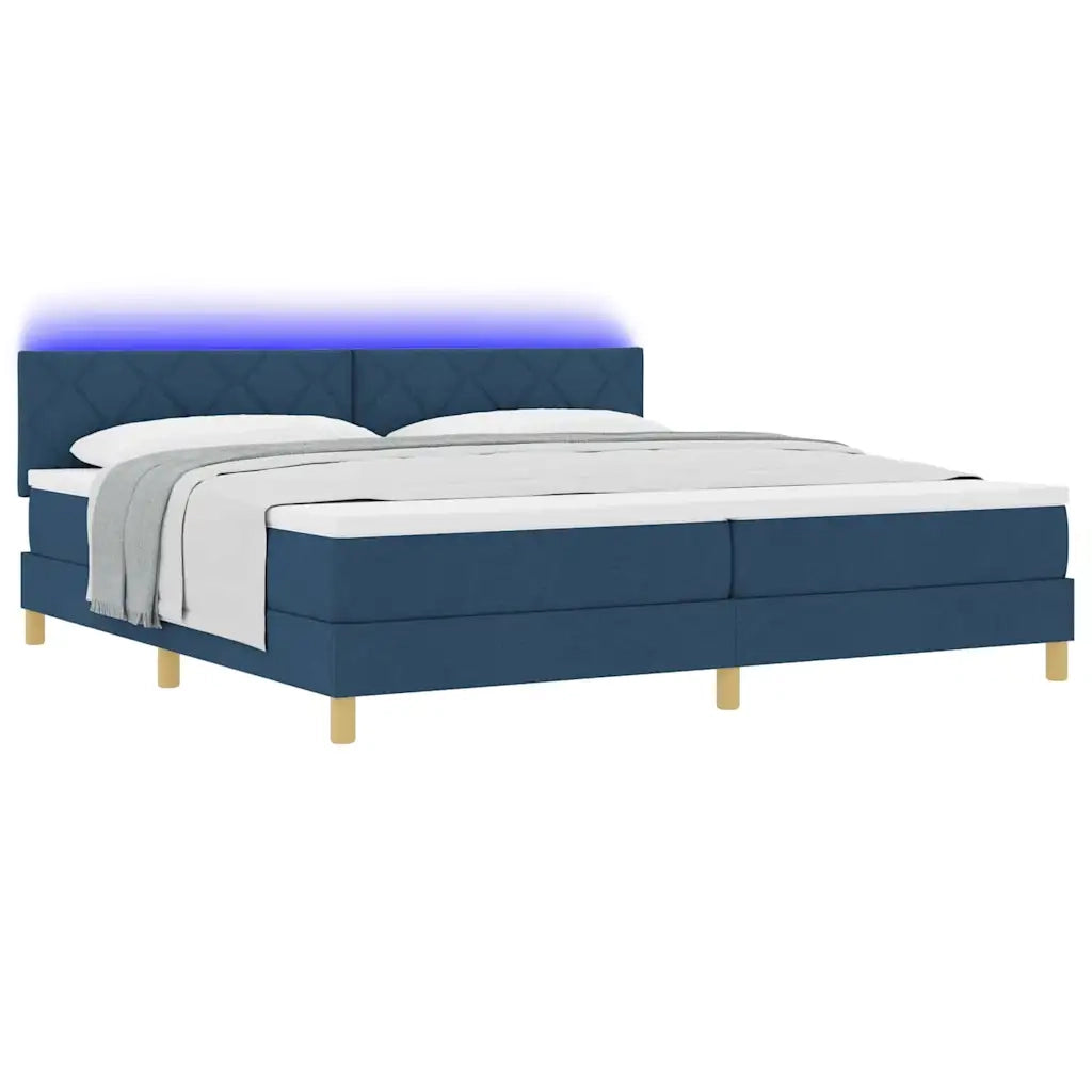 Letto a Sorgente LED con strisce LED Blu 200 x 200 cm Tessuto 3342547