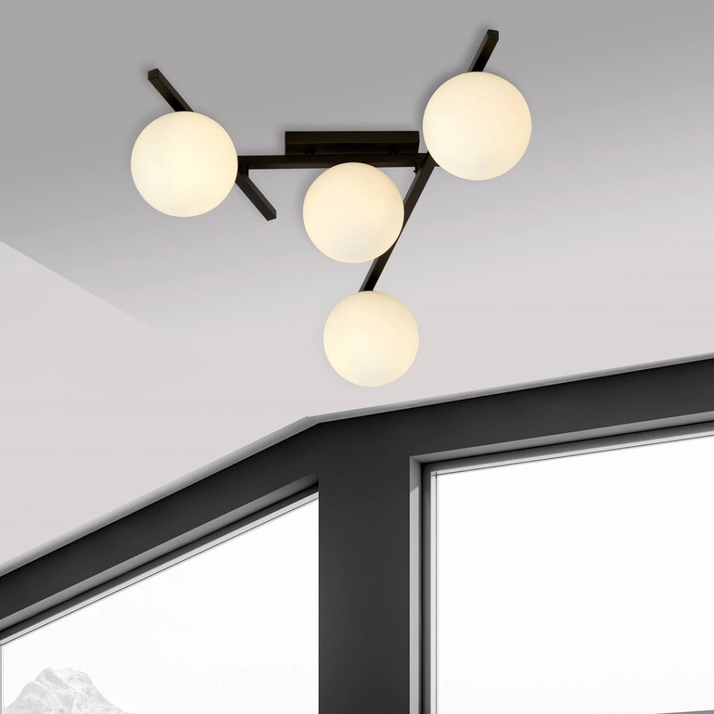 Emibig plafoniera SMART 4 luci E14 nero/opal metallo