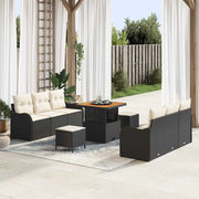 Set Divano da Giardino con cuscino 9 pcs Nero polyrattan 3362215