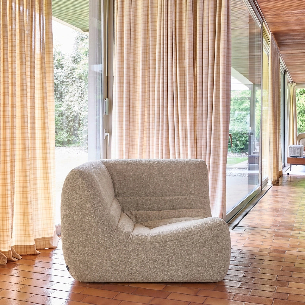 Poltrona angolare in bouclé testurizzato, 1 posto, beige