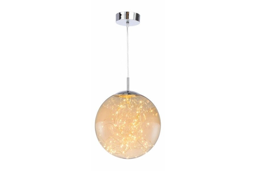 Lampada sospensione Universe sfera vetro cromata LED 18W Reality