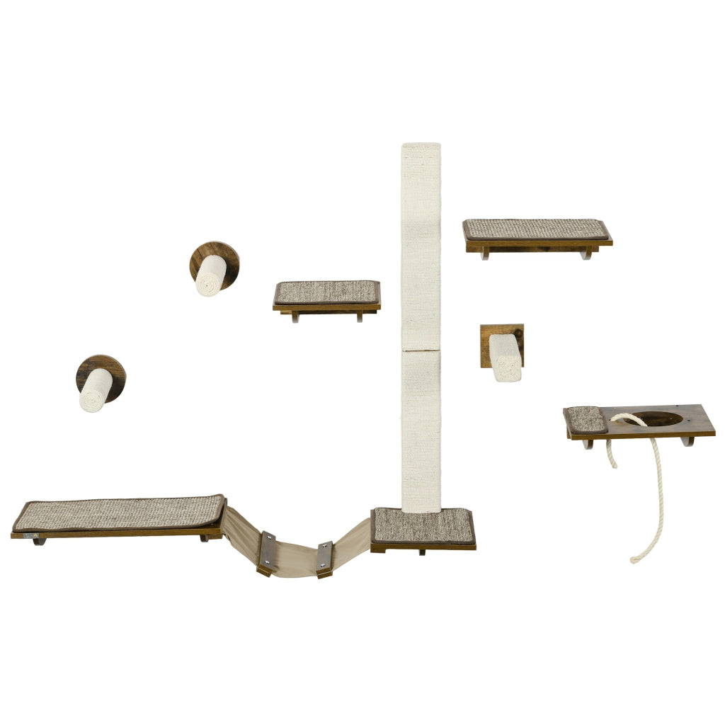 Scala per Gatti Set ¨C zephmum ¨C 8 Pezzi Marrone e Bianco
