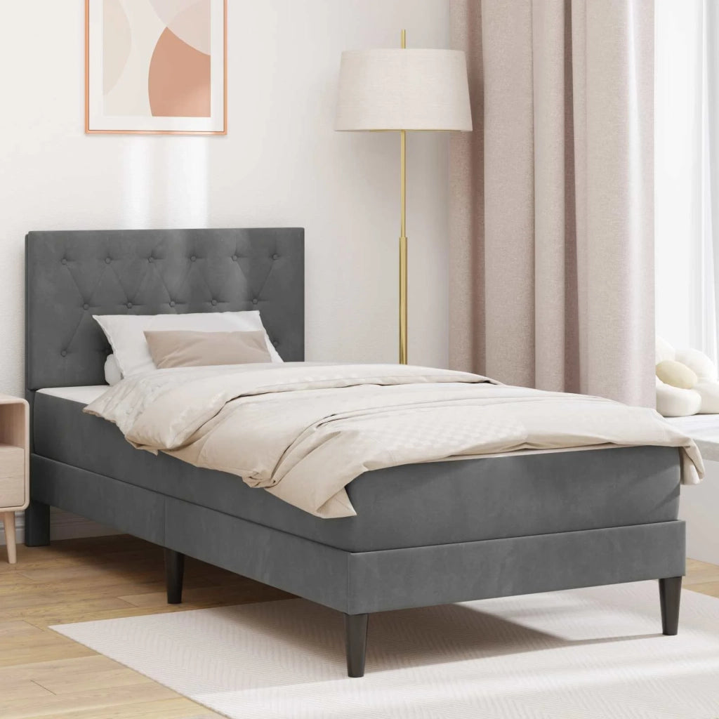Struttura letto con materasso-Giroletto Grigio scuro 90 x 190 cm Velluto 932189
