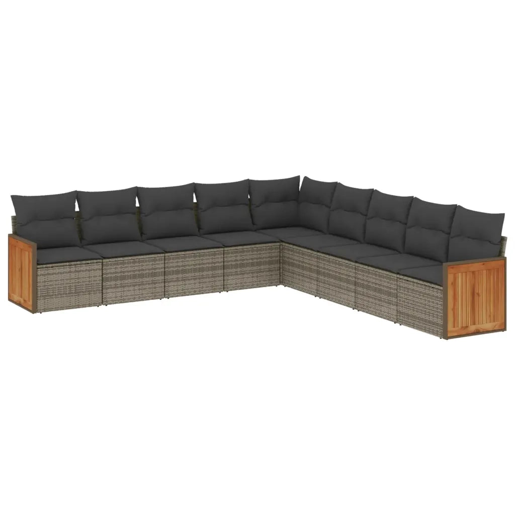 Set Divano da Giardino 9 pz con Cuscini Grigio in Polyrattan 3260142