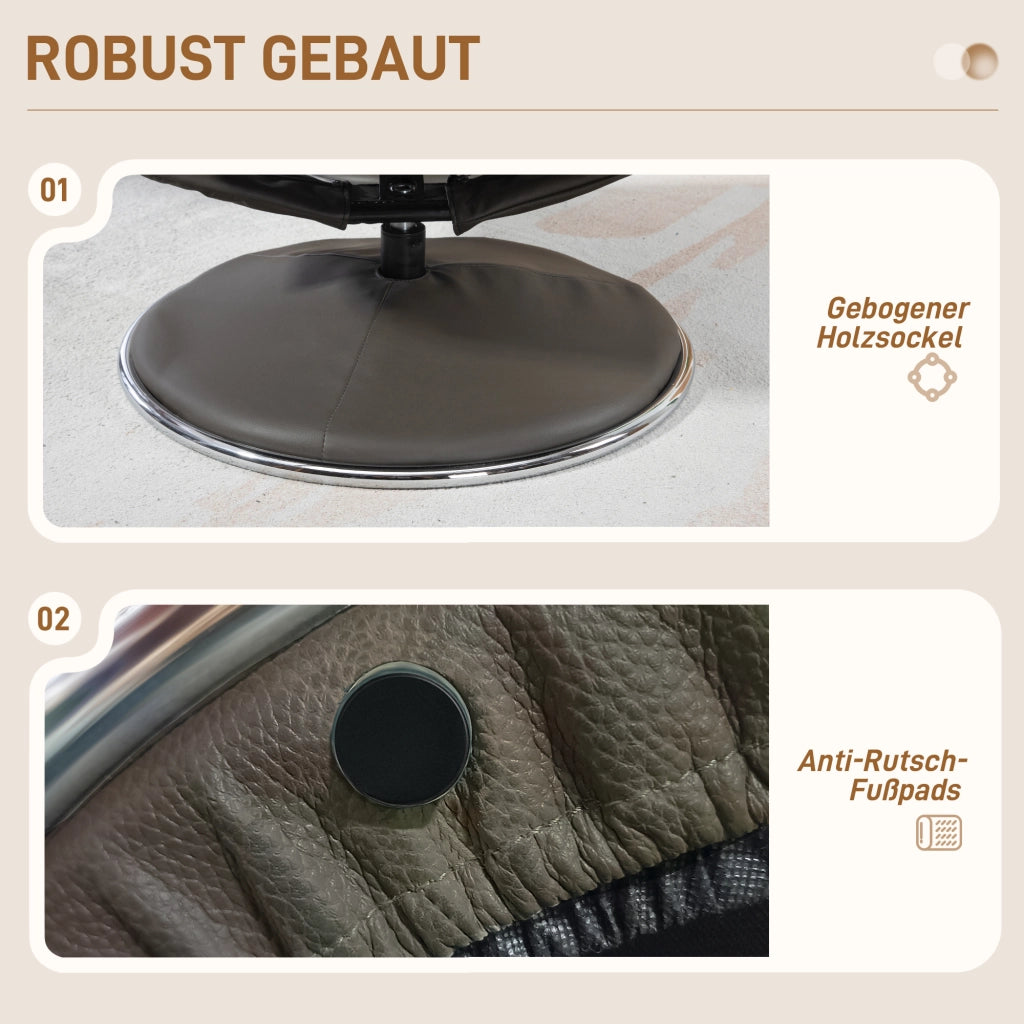 Poltrona Relax con Poggiapiedi e Schienale Regolabile ¨C Minimal ¨C Pelle Grigio