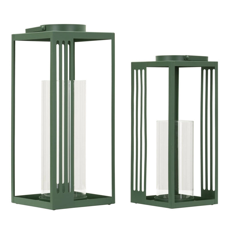 Lanterne Linee Coppia cm 18,3x18,3x43,5-15x15x36,5 (vetro Temperato)