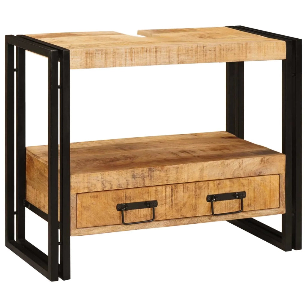 Armadio da bagno con cassetto Marrone Legno di mango massello 4102769