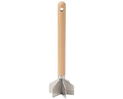 Mangiatutto 6-foglie in acciaio inossidabile - Divisore di carne - Stampatore di patate - Manico in legno - 28 cm di lunghezza - Progettazione ergonomico - Affettatrice di carne