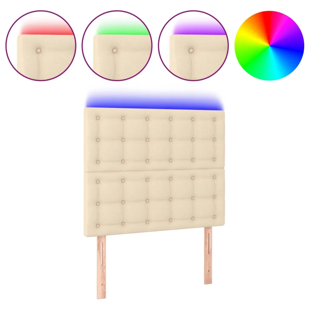 Testiera a LED-Testata con LED Crema 80x5x118/128 cm in Tessuto 780596