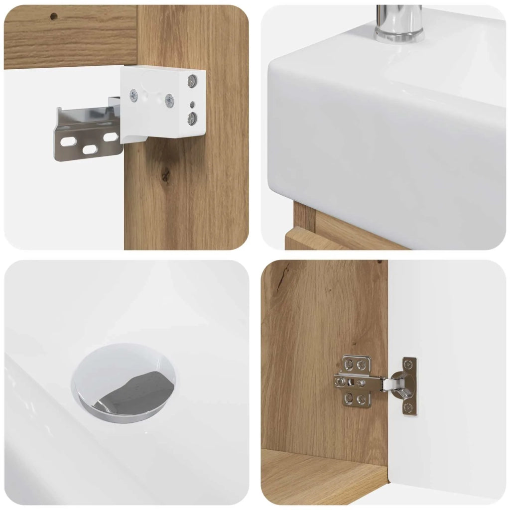 Mobile Bagno | Armadio da bagno con rubinetto Rovere Artigianale