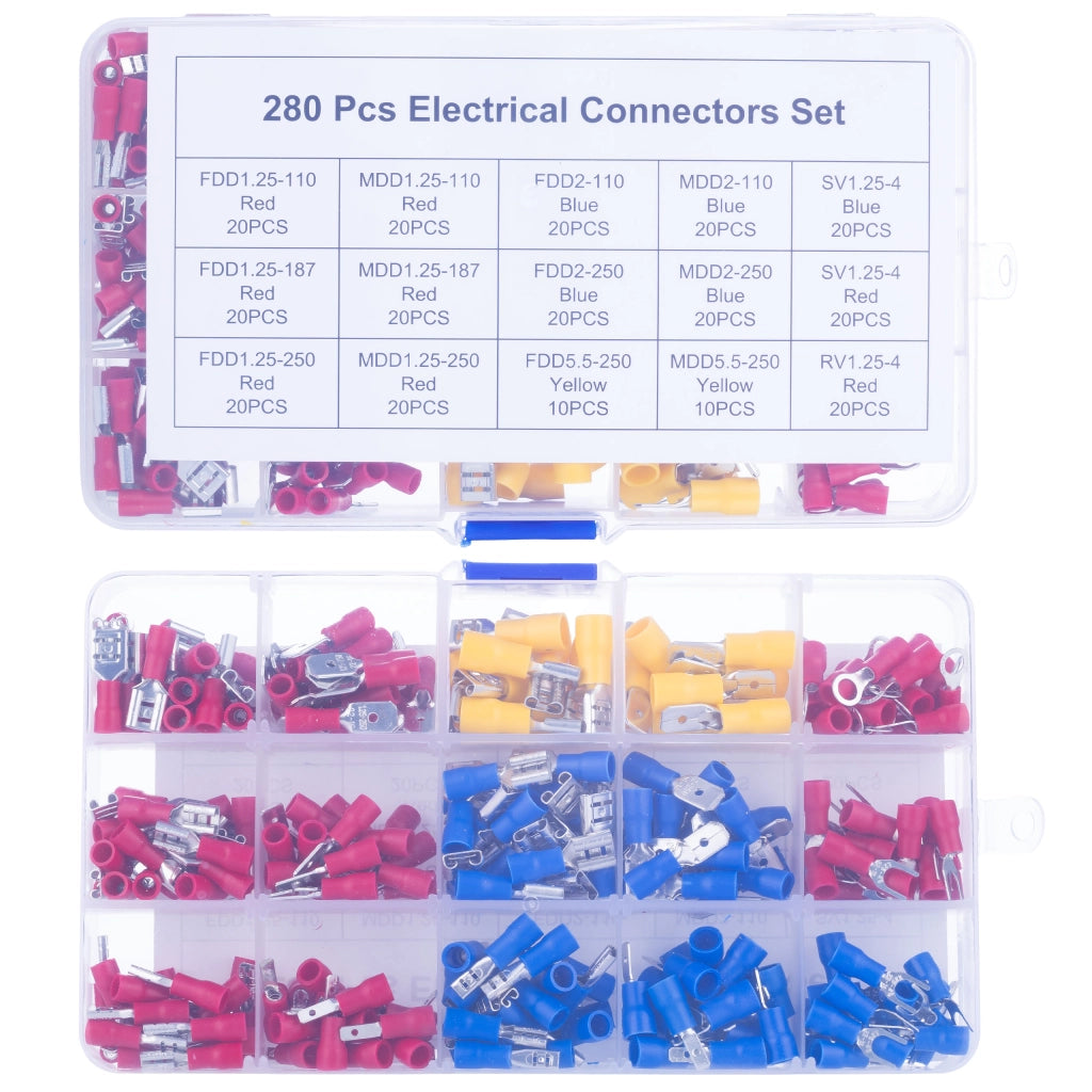 Set di Connettori Elettrici Isolati 280 Pezzi – Varie Dimensioni | Protezione e Isolamento