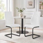 SEDIA da pranzo in PU bianco con struttura nera, altezza 100 cm, Set da 2 pezzi