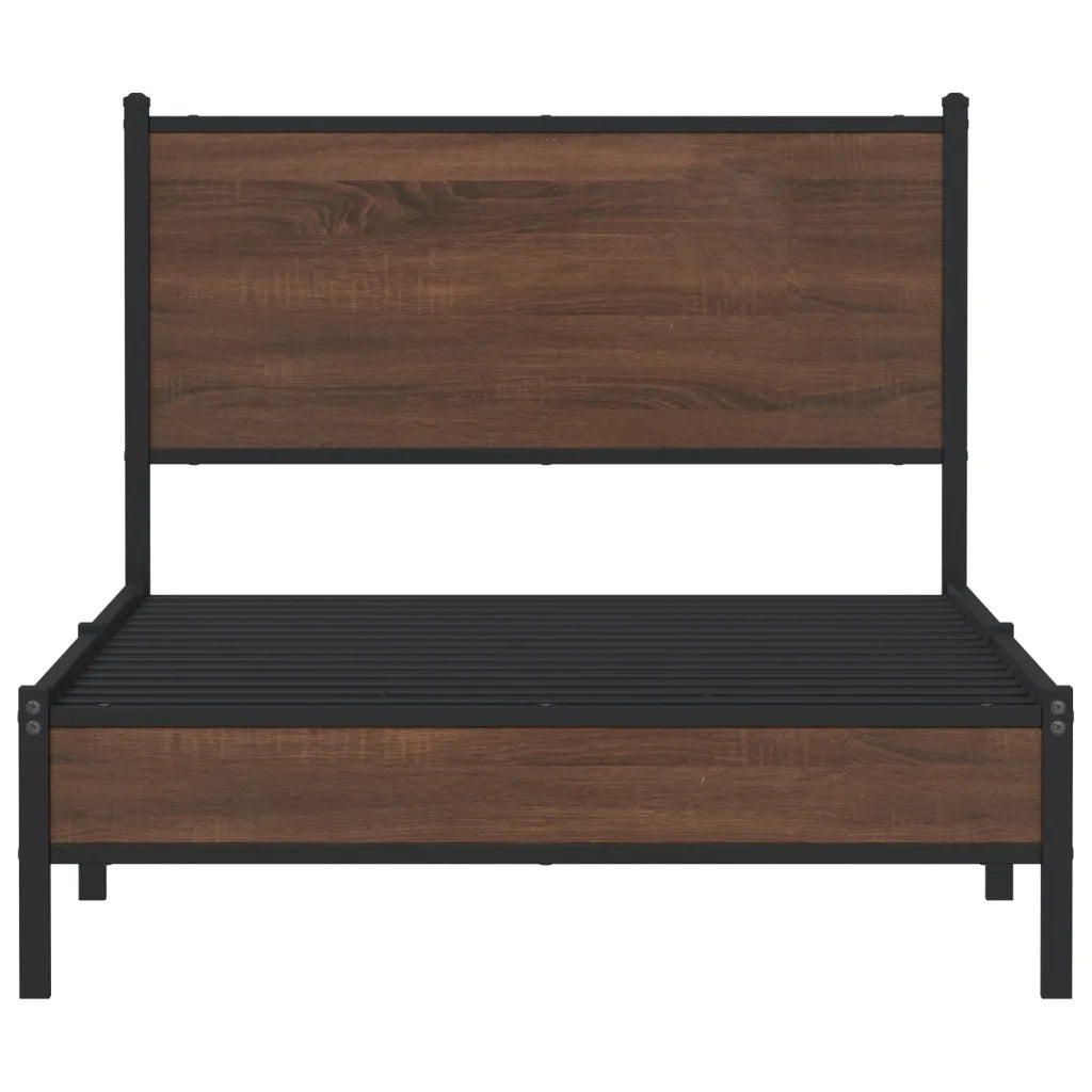 Letto singolo | Letto per adulti | Giroletto senza Materasso in Metallo Rovere Marrone 100x190 cm