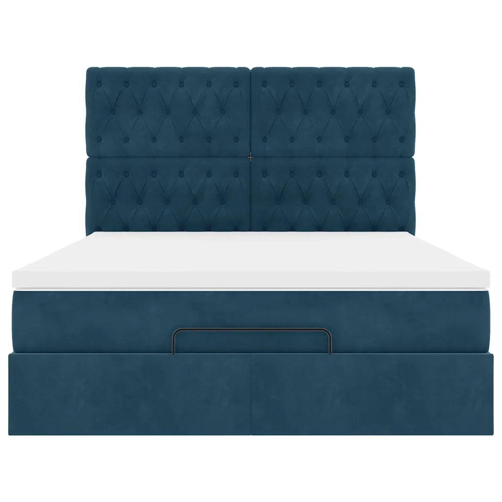 Struttura Letto Pouf con Materassi 140x190 cm in Velluto 3314394