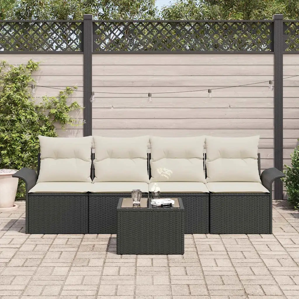 Set di divani con cuscino 5 pcs Nero polyrattan 3345227
