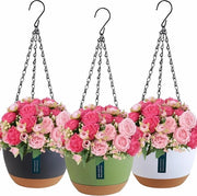 Set di 3 Vasi per Fiori per Interno e Esterno - Sospeso con Fessure di Scarico e Supporto - Diverse Colori