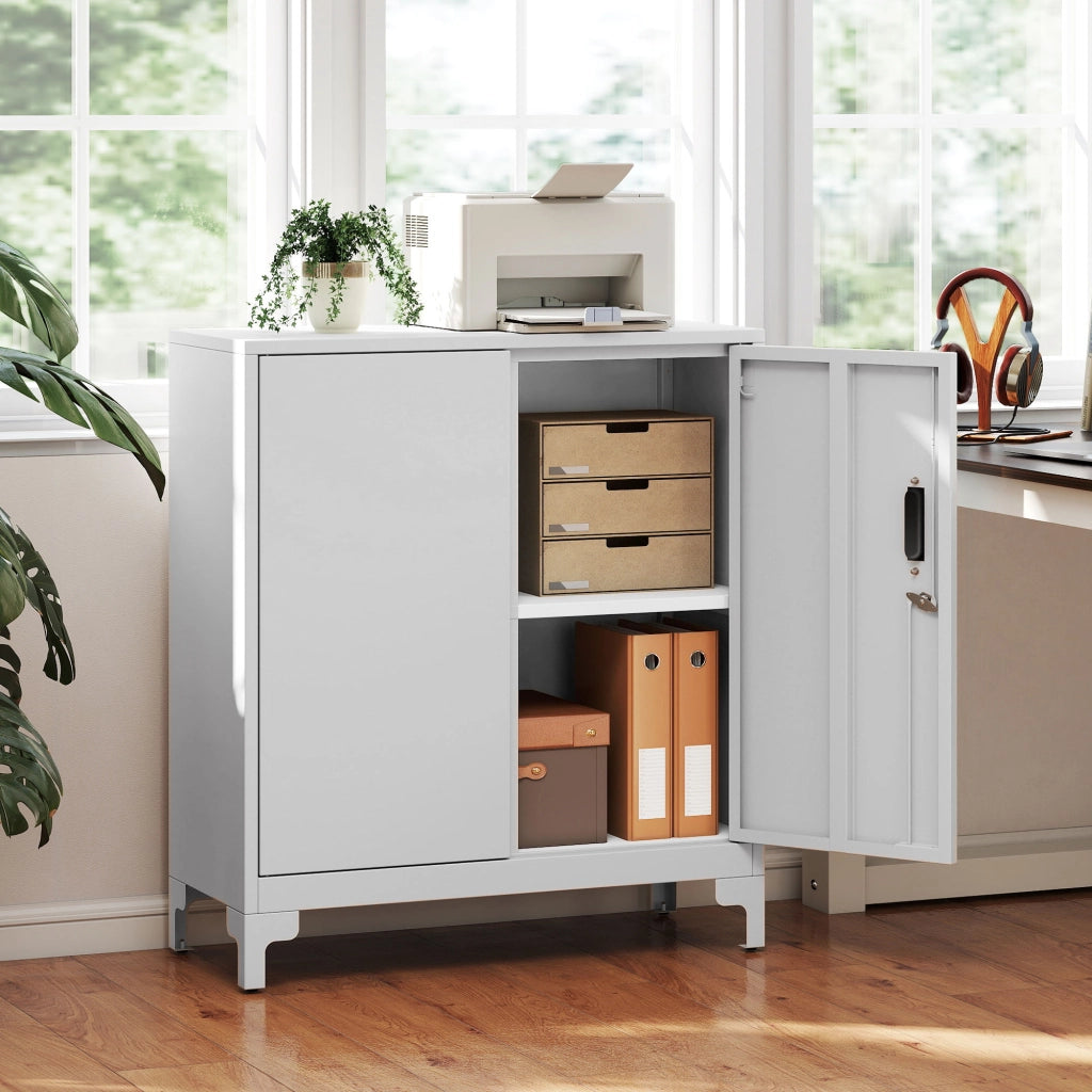 Armadio Metallo 2 Ante con Serratura ¨C Xylo ¨C Bianco 80x35x91cm