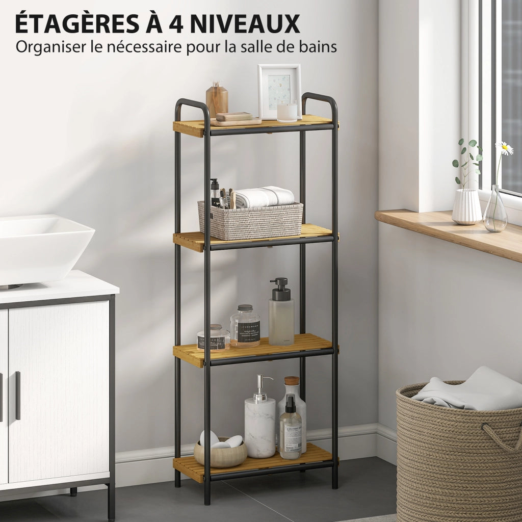 Etagere da bagno 4 ripiani in bambu ¨C zephmum ¨C 15x21.5x106 cm bianco