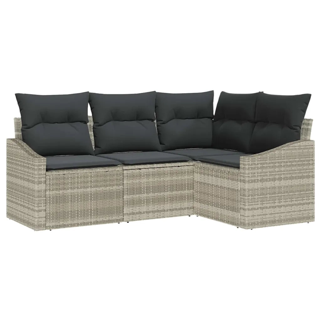 Set Divano da Giardino 4 pcs Grigio chiaro polyrattan