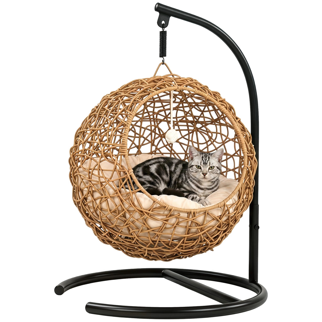 Letto per gatti con cuscino lavabile e palla ¨C Minimal ¨C 45x41x75 cm, marrone chiaro