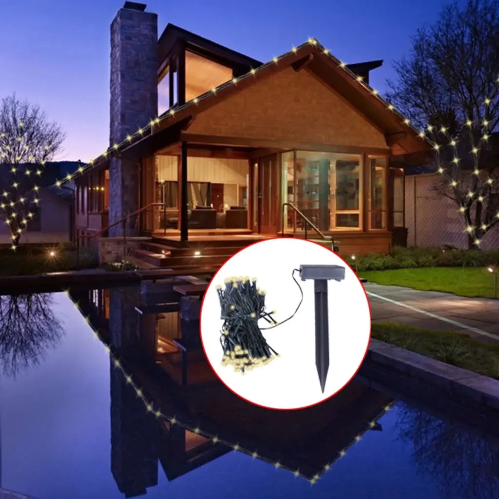 Luci a Stringa Solare LED Bianco Caldo Decorazione Natalizia 40698