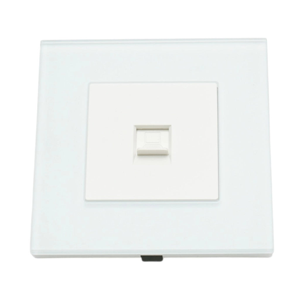 Presa internet CAT6 RJ45, cornice in vetro bianco 86x86mm