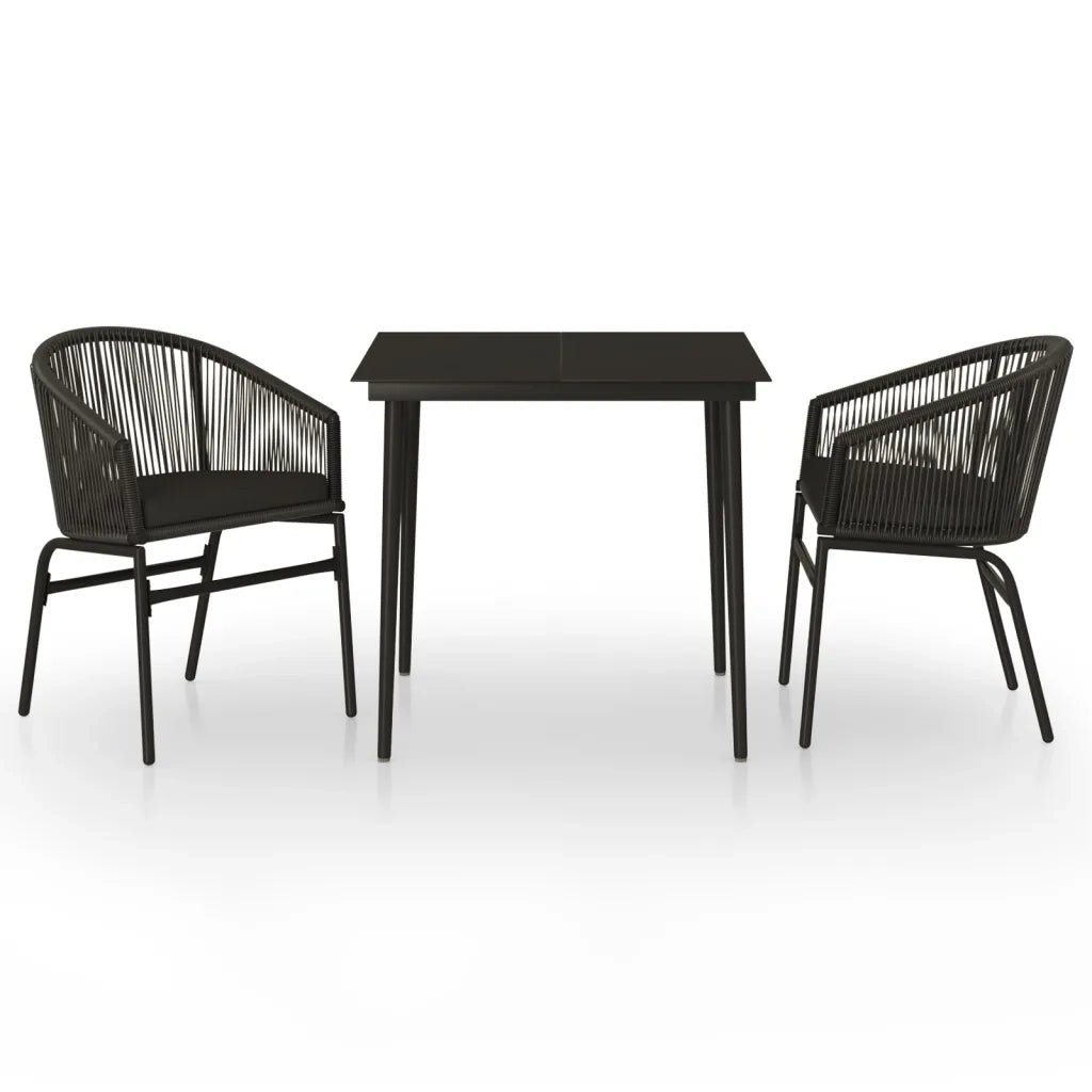 Set Mobili da Pranzo per Giardino 3 pz Nero 3099239