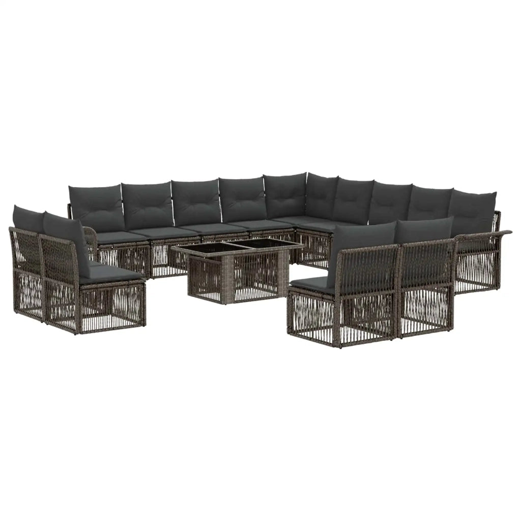 Set Divano da Giardino 14 pz Grigio e Grigio Scuro polyrattan 3436715