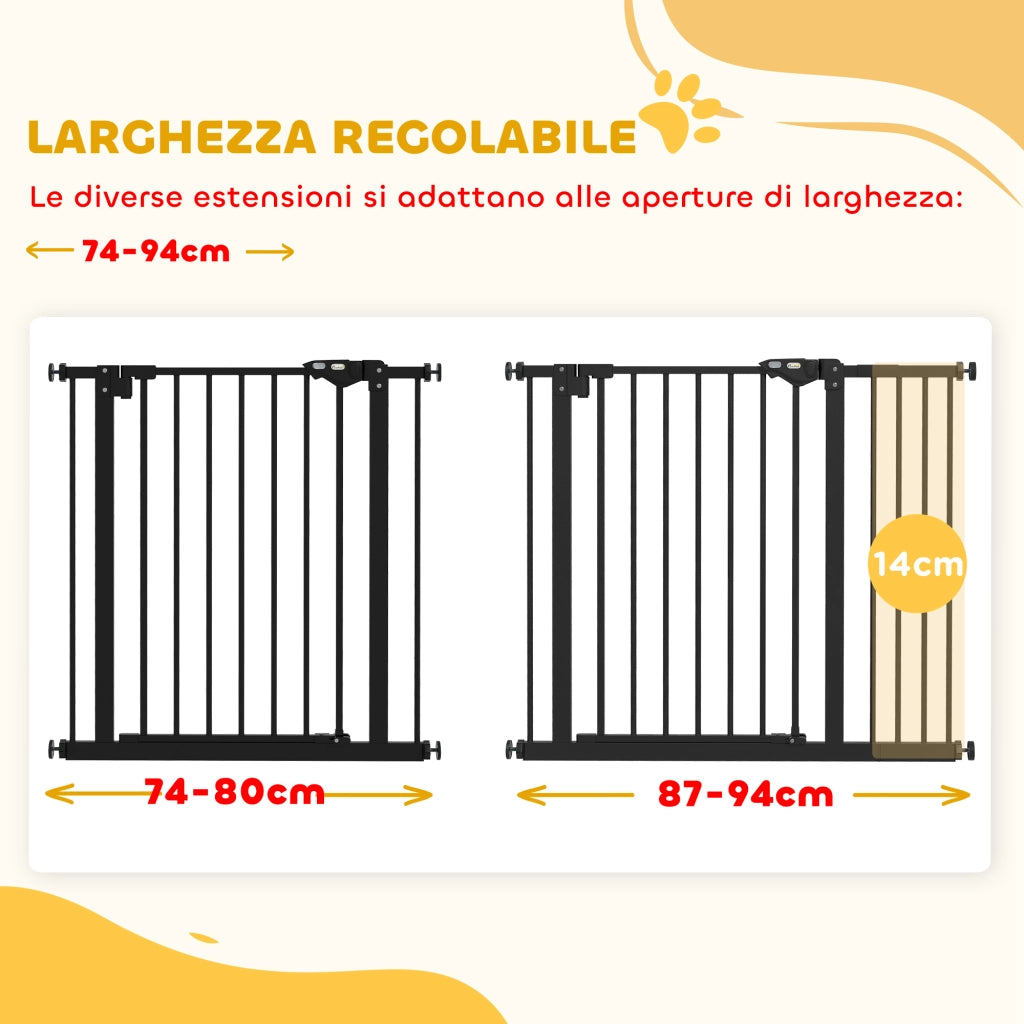 Cancellino per Cani Regolabile ¨C Minimal ¨C Nero, Acciaio e Plastica, 74-100x77 cm