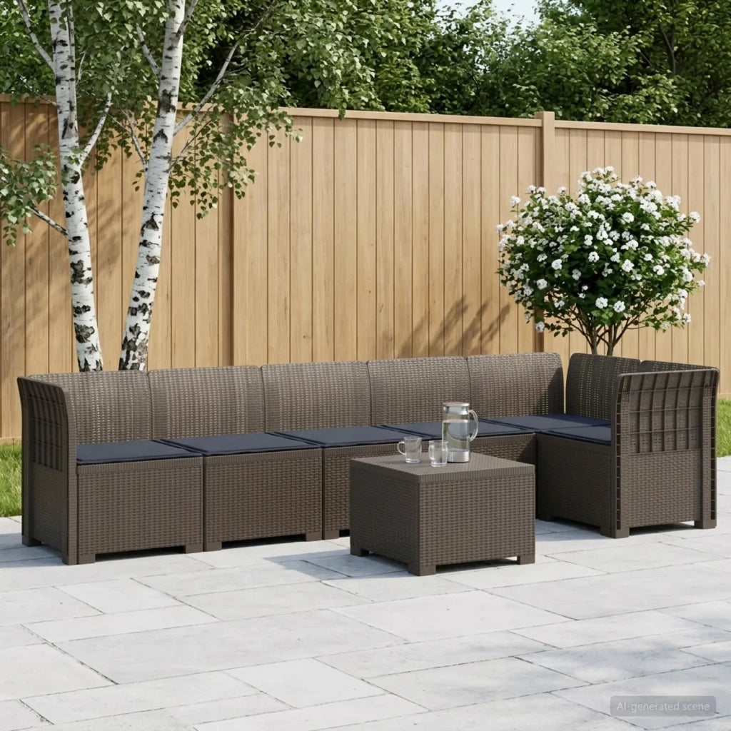 Divano da Giardino 6 Posti con Cuscini Aspetto Rattan PP 3444121