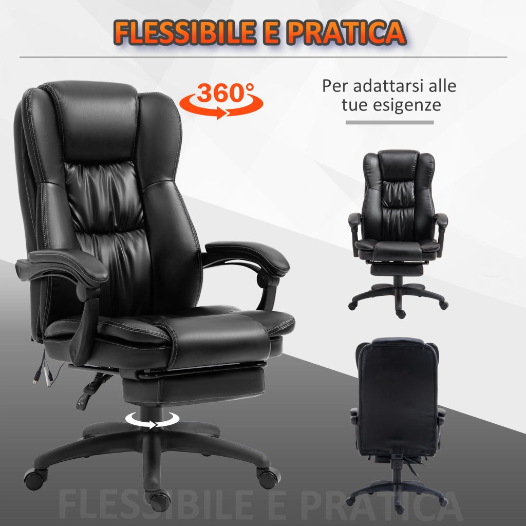 Sedia da Ufficio ¨C Minimal ¨C Pelle, Nero, 68.5x68.5x113-121 cm