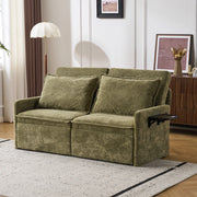 Divano letto con cuscini, USB e contenitore ¨C Zephmum ¨C Verde, chenille, 180x90x100