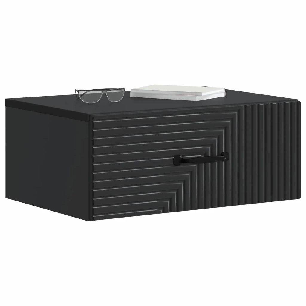 Set di 2 Comodini | Armadio da Notte | Mobiletto da notte a muro Nero 49 x 34,5 x 20 cm