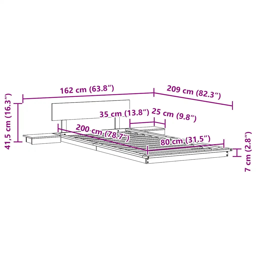 Struttura del letto-Giroletto Marrone 80 x 200 cm legno 310401