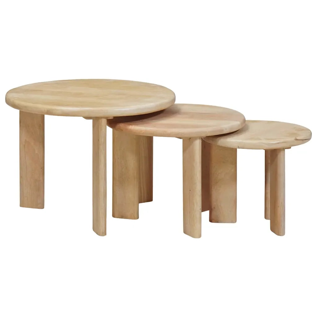 Tavoli da Caffè Nido 3 pcs Nero Legno di mango massello 4104657