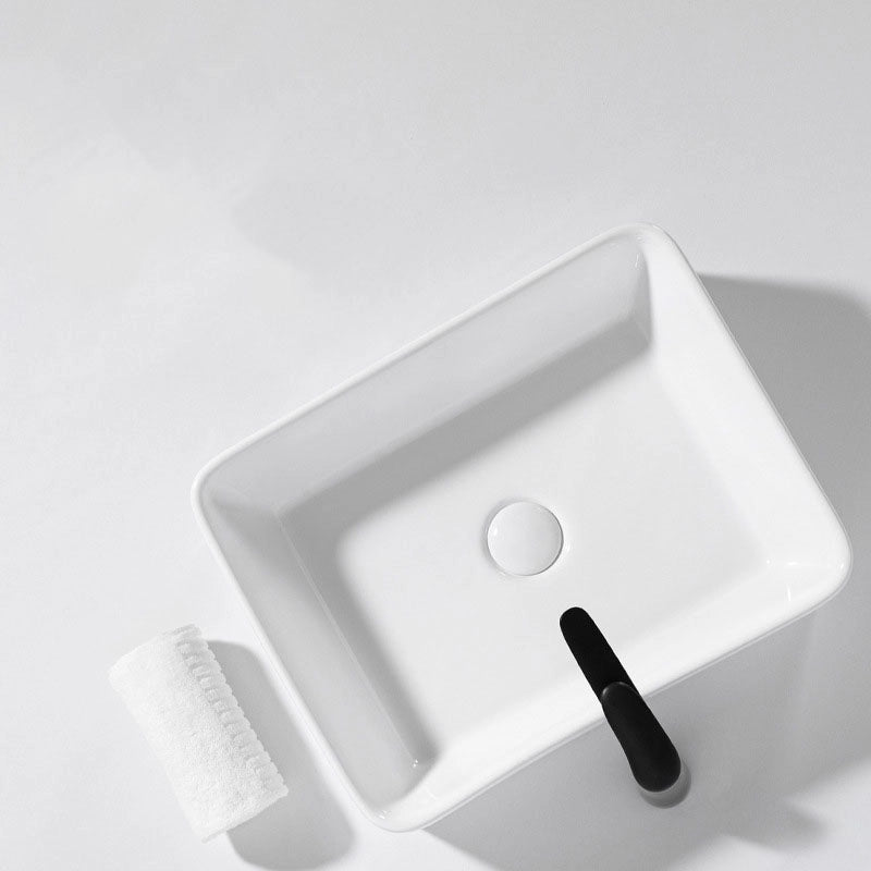 Lavabo da appoggio in ceramica, bianco, rettangolare, 49x38 cm