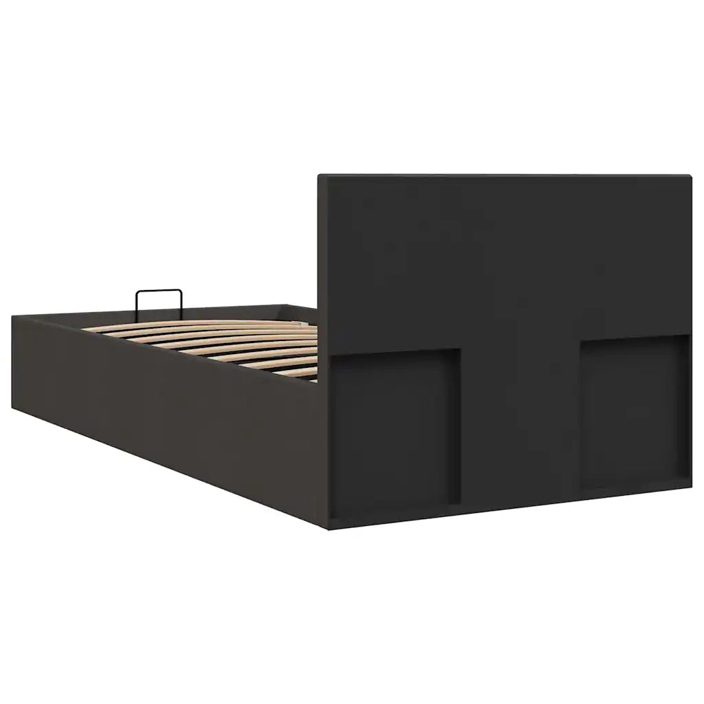 Letto singolo | Letto per adulti | Giroletto Idraulico Contenitore Grigio Scuro Tessuto 90x200cm