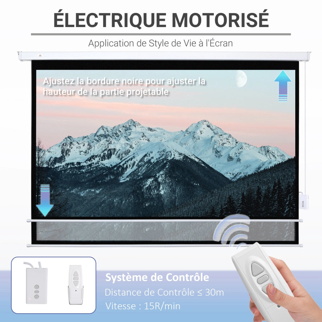 Schermo proiezione motorizzato 100 pollici 16:9 4K HD ¨C zephmum ¨C nero, montaggio parete o soffitto, telecomando