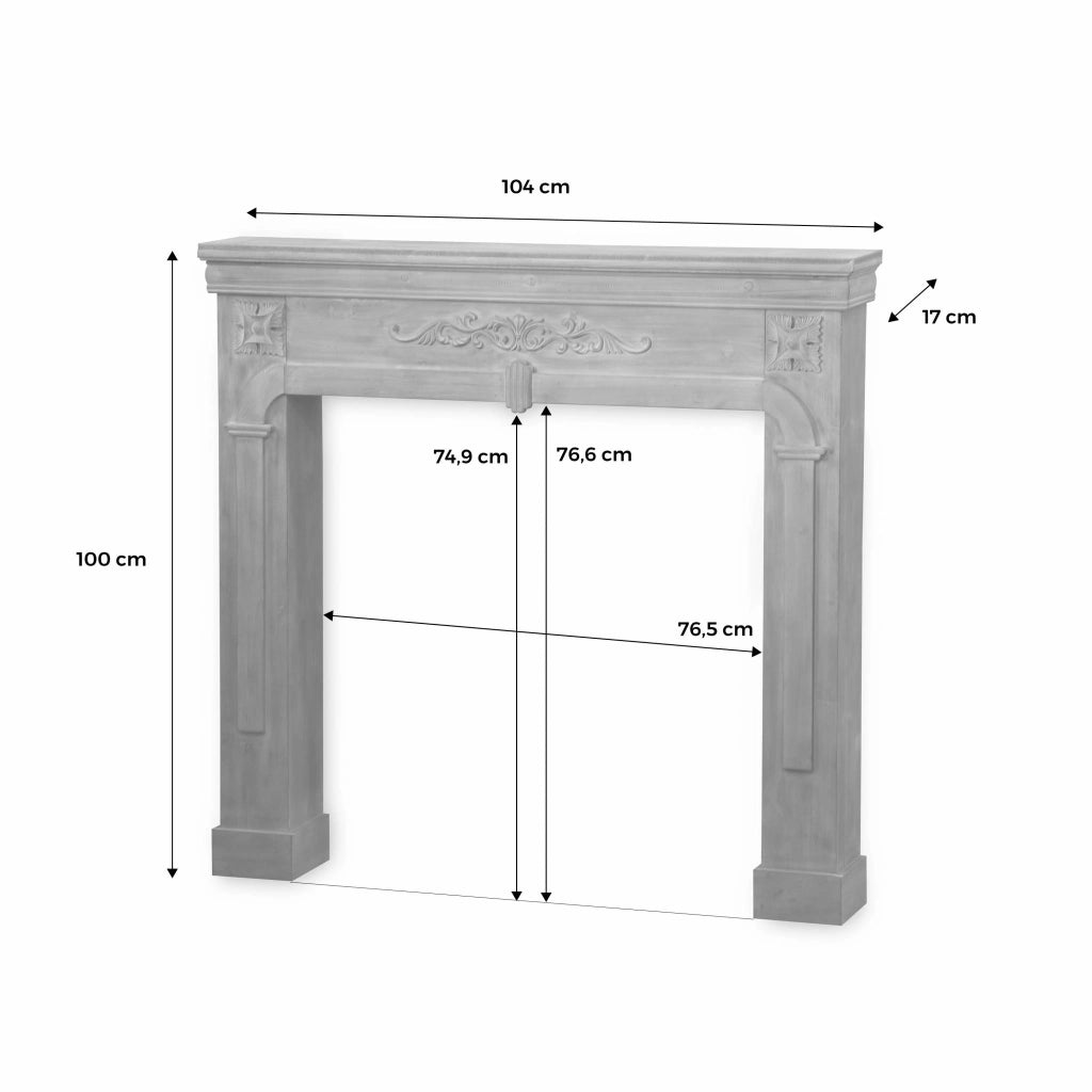 Cornice per caminetto effetto legno, bianco ceruleo