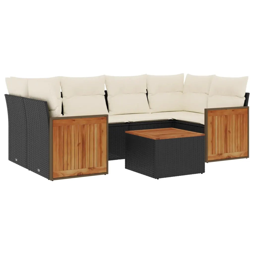 Set Divani da Giardino con Cuscini 7pz Nero Polyrattan 3259879