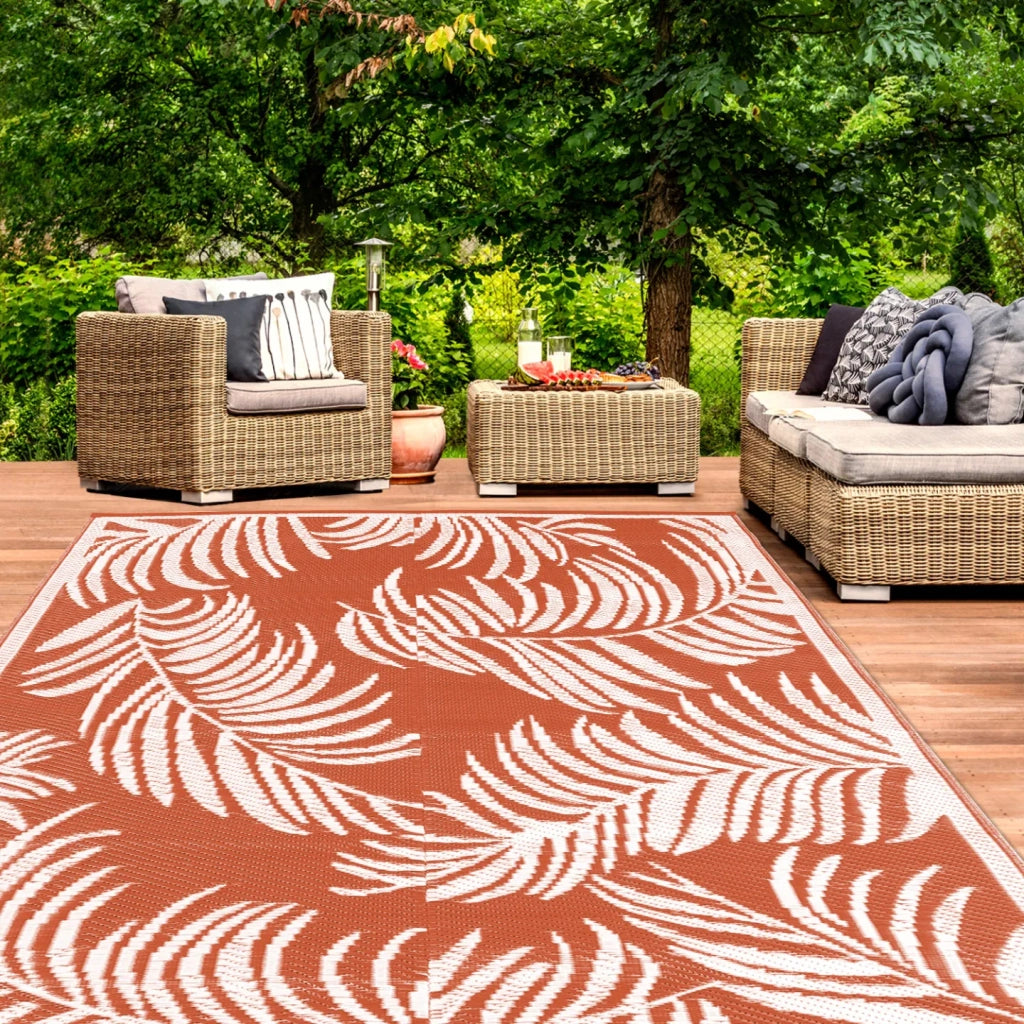 IDMarket - Tappeto per esterni COCO tropical terracotta e bianco 270 x 470 CM
