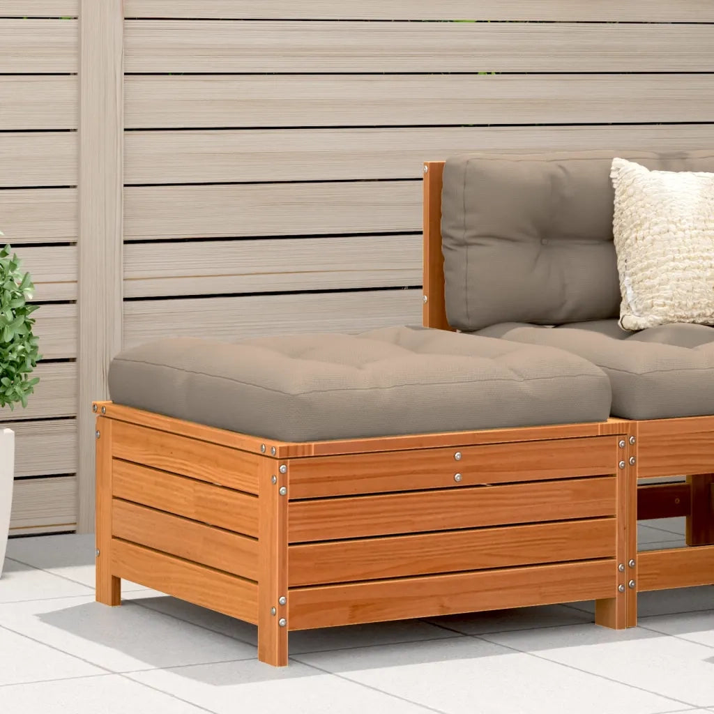 Poggiapiedi da Giardino con Cuscino Marrone Cera Massello Pino CFW1035443